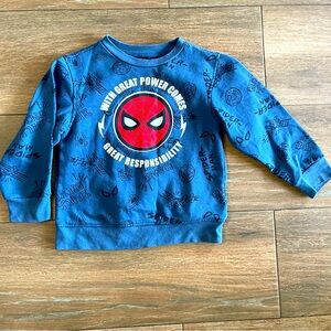 Marvel Boys Sweater Small Blue Spiderman Great Power Comes Great Resposibility